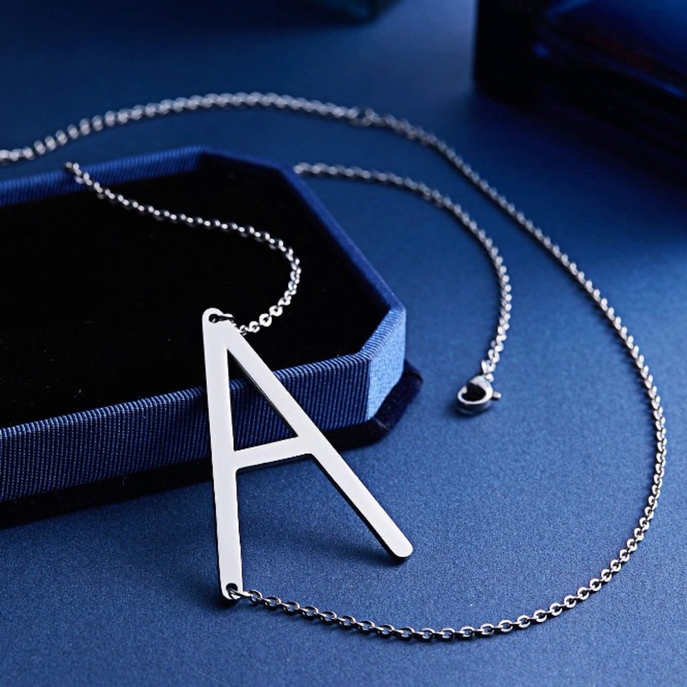 ✨SILVER Woman’s Name Initial Necklace •| A | *NWT - Picture 3 of 6